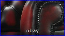 Chesterfield London 3 Seater/Club/Club Antique Oxblood Leather Sofa Settee Suite