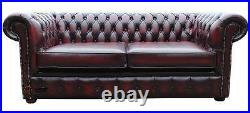 Chesterfield London English 2.5 Seater Antique Oxblood Leather Sofa Settee