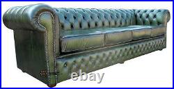 Chesterfield Winchester 4 Seater Antique Green Leather Sofa Settee