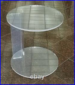 Chic Vintage 1970's Lucite Round Top & Base Occasional Side Table