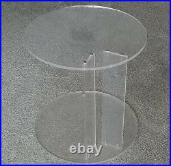 Chic Vintage 1970's Lucite Round Top & Base Occasional Side Table