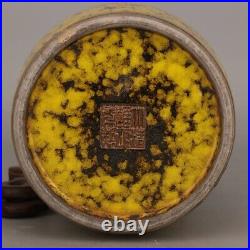 Chinese Antique Yellow Porcelain Sleeve Vase Qing Dynasty YongZheng-Marked