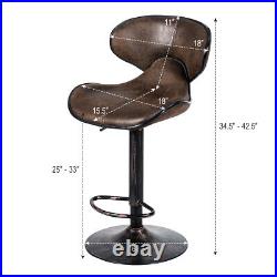 Costway Set of 4 Adjustable Bar Stools Swivel Bar Chairs withBackrest Retro Brown