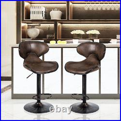 Costway Set of 4 Adjustable Bar Stools Swivel Bar Chairs withBackrest Retro Brown