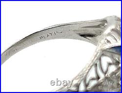 Diamond Engagement Ring IGI Certified Round VS2 D 1.33ct Art Deco Heart Platinum