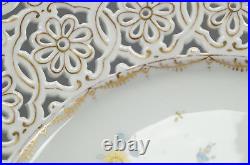 Dresden Hand Painted Floral & Gold Reticulated 11 5/8 Inch Charger C. 1891-1916