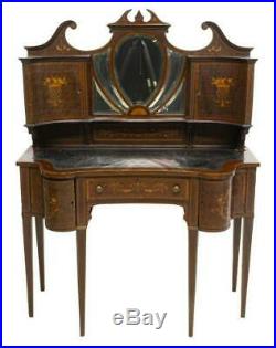 Dressing Table / Vanity English Mahogany Marquetry, early 1900s, Vintage