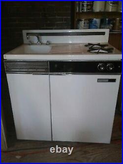 Dwyer Vintage kitchenette cook gas Stove, Sink, refrigerator cabinet porcelain