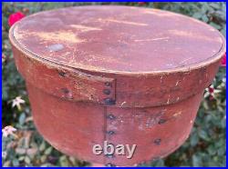 Early 1800's Antique Bittersweet Red Pantry Box 12 Original Paint Thick Walls