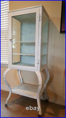 Early 1900's Antique Metal Dental Cabinet / Display Case