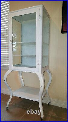 Early 1900's Antique Metal Dental Cabinet / Display Case