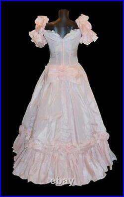 Eden Bridals Vintage 80s Light Pink Beaded Ball Gown Party Prom Dress 10 NWT