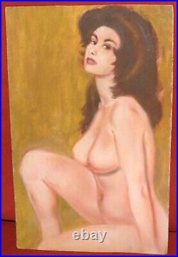 Expressionist nude woman portrait oil painting