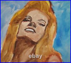 Expressionist watercolor painting women portrait