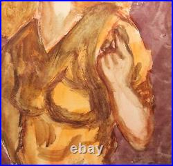 Expressionist woman portrait watercolor painting
