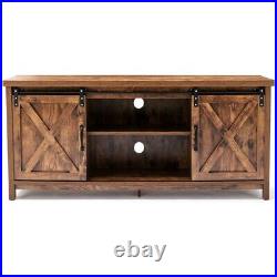Farmhouse Sliding Barn Door TV Stand for up to 65 Television Storage TV Cabinet