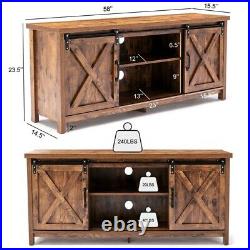 Farmhouse Sliding Barn Door TV Stand for up to 65 Television Storage TV Cabinet