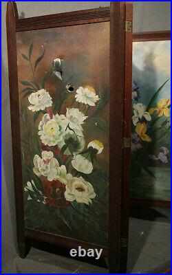 Floral Screen Antique Decorative Vintage Flower Still Life Painting Interior