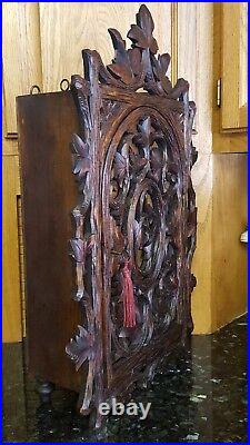 GORGEOUS Antique INTRICATE Leaf HANDCARVED Wood Wall/Counter Top Cabinet COPPER