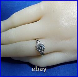 Genuine Diamond Art Deco Engagement Ring Antique Solitaire 18k White Gold