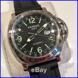 Genuine Parnis Military GMT Automatic Mens Watch Italian Pilot Navy Homage New