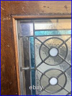 Gorgeous c1880 quartersawn oak stain Glass panel door 76 x 37 x 1.75
