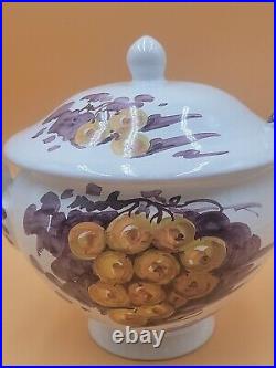Grapes & Fruits Majolica Tureen Lid & Laddle Signed Itay & Numbered 09009 (PV)