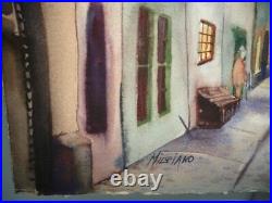 Guido MIGIANO Vtg Original Watercolor NEWTOWN CT Germany City Townscape