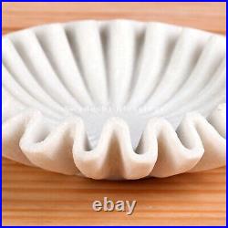 HandCrafted Marble Ruffle Bowl /Antique Scallop Bowl/ Fruit Bowl/ Ring Dish Gift