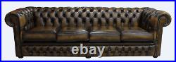 Handmade New Chesterfield Winchester 4 Seater Antique Gold Leather Sofa Settee