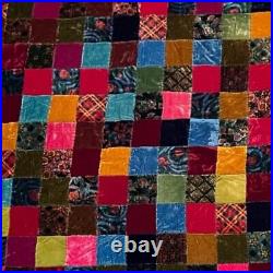 Handmade Quilt Multicolor & Velvet 100.75x74.5 inches Beautiful Details