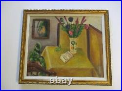 Interesting Still Life Painting Vintage Antique Impressionist Modernist Signed