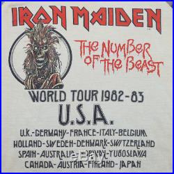 Iron Maiden Shirt Vintage tshirt 1982 Number Of The Beast Tour Camo Heavy Metal