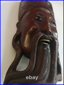 Japanese antique hannya noh vintage samurai mask wood antiquarian collectible