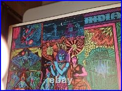 LOVE IS THE KEY 1970's VINTAGE BLACKLIGHT NOS POSTER INDIA EVENING RAGA -NICE