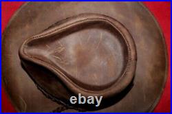 Lagomarsino Size 55 Brown Leather Classic Fedora Men's Vintage Hat