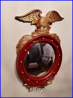 Large Syroco Federal Eagle Convex Mirror Red and Gold. Excellent Condition