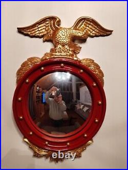 Large Syroco Federal Eagle Convex Mirror Red and Gold. Excellent Condition