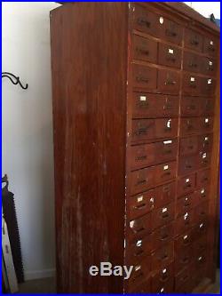 Large Vintage 56 Drawer library Card Catalog storage cabinet cupboard 7 Ft Tall