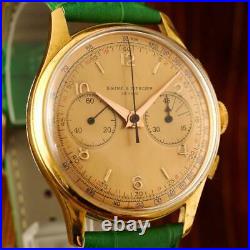 Large Vintage Original Baume & Mercier Chronograph Gold Plated Swiss Gents Watch
