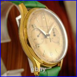 Large Vintage Original Baume & Mercier Chronograph Gold Plated Swiss Gents Watch