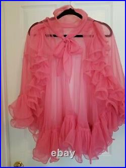 Lillie Rubin Vintage 70's Size 6 Pretty Pink Sequin Waist Chiffon Ballroom Gown