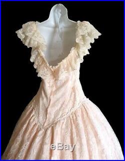 Loralie Ball Gown Southern Belle Formal Wedding Dress Satin Lace Excellent Sz L