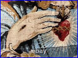 Lord Jesus Christ ANTIQUE Hand Woven Indian Silk Tapestry Rug Wall Hanging