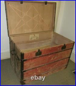 Louis Vuitton Antique Steamer Trunk Early Emballeur Label C-1870 Very Large 39