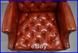 Lovely Vintage Fully Buttoned Chesterfield Wingback Armchair Nice Upholstery
