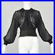 M-1930s-Black-Top-Sheer-Long-Bishop-Sleeve-Blouse-Floral-Applique-Shirt-30s-VTG-01-tpw