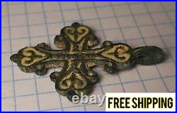 Medieval Bronze CROSS Amulet Antique Pendant Orthodox Artifact Christianity