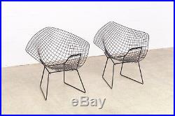 Mid Century Harry Bertoia Knoll Black Diamond Wire Chair Vintage Matching Pair