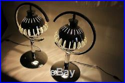 Mid Century Modern Chrome Space Ship Table Lamps Atomic Vintage